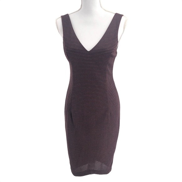 ASTR the Label Women Size Medium Striped Body-Con Sleeveless Dress Brown & Black - Picture 1 of 8